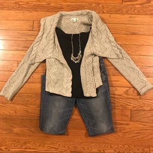 Banana Republic Grey Cable Knit Cardigan